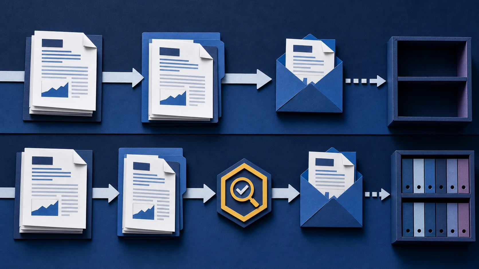 Paper-cut What Changes illustration for What changes when verification is a named, mandatory step