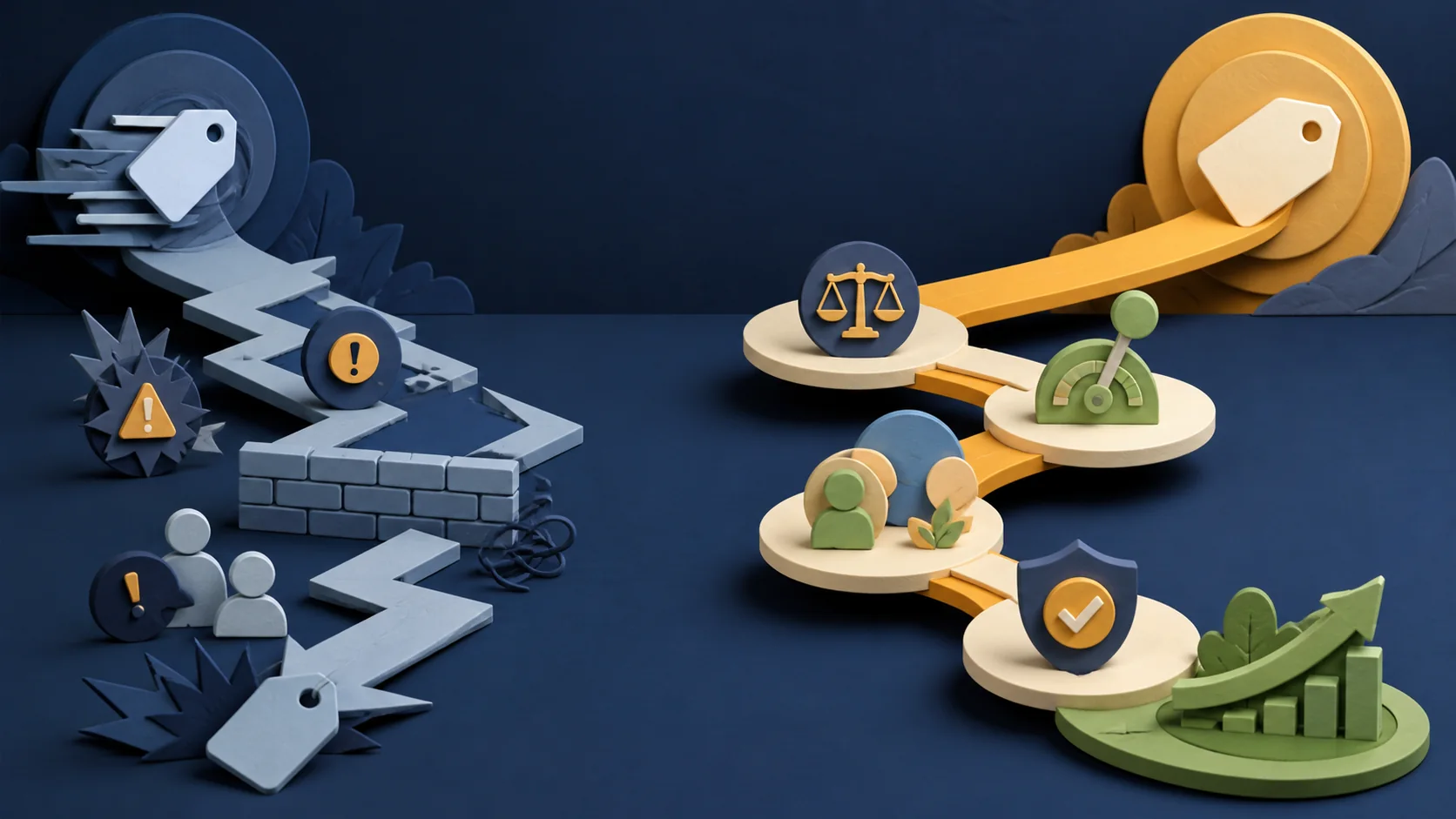 Two retail pricing paths: optimization-first creates customer friction and regulatory risk, while strategy-first pricing passes through governance and customer context before reaching sustainable margin.