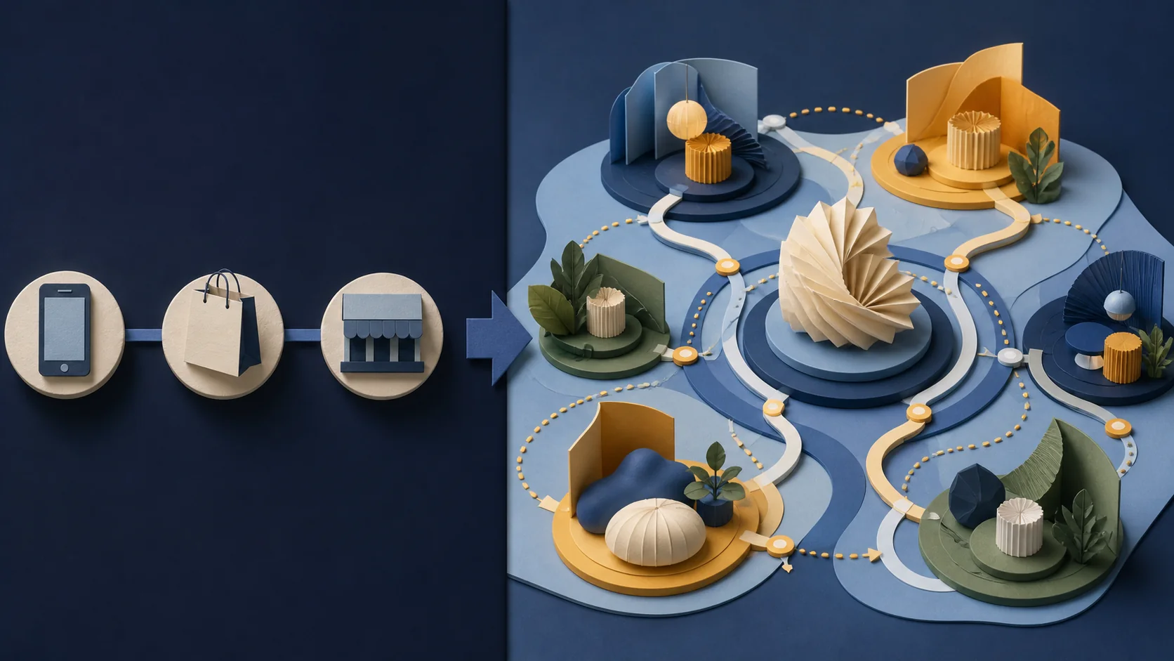 Department store strategy paths comparing curation-first identity with integration-first omnichannel infrastructure.
