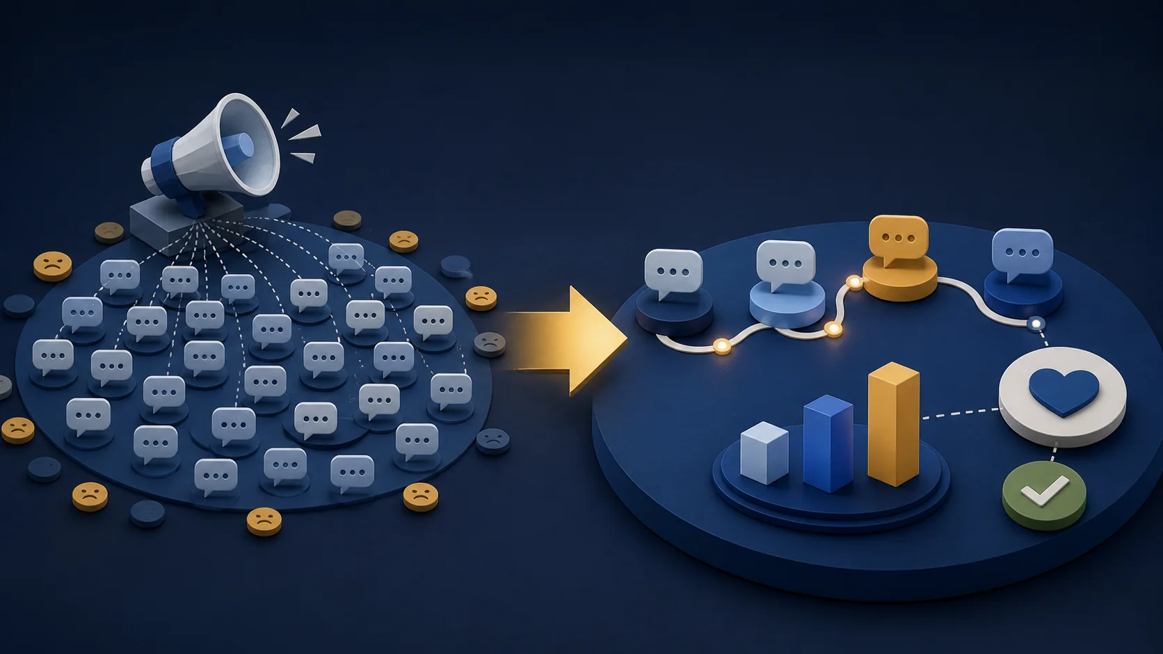 SMS operating paths comparing blast volume with event-triggered flows governed by consent and usefulness.