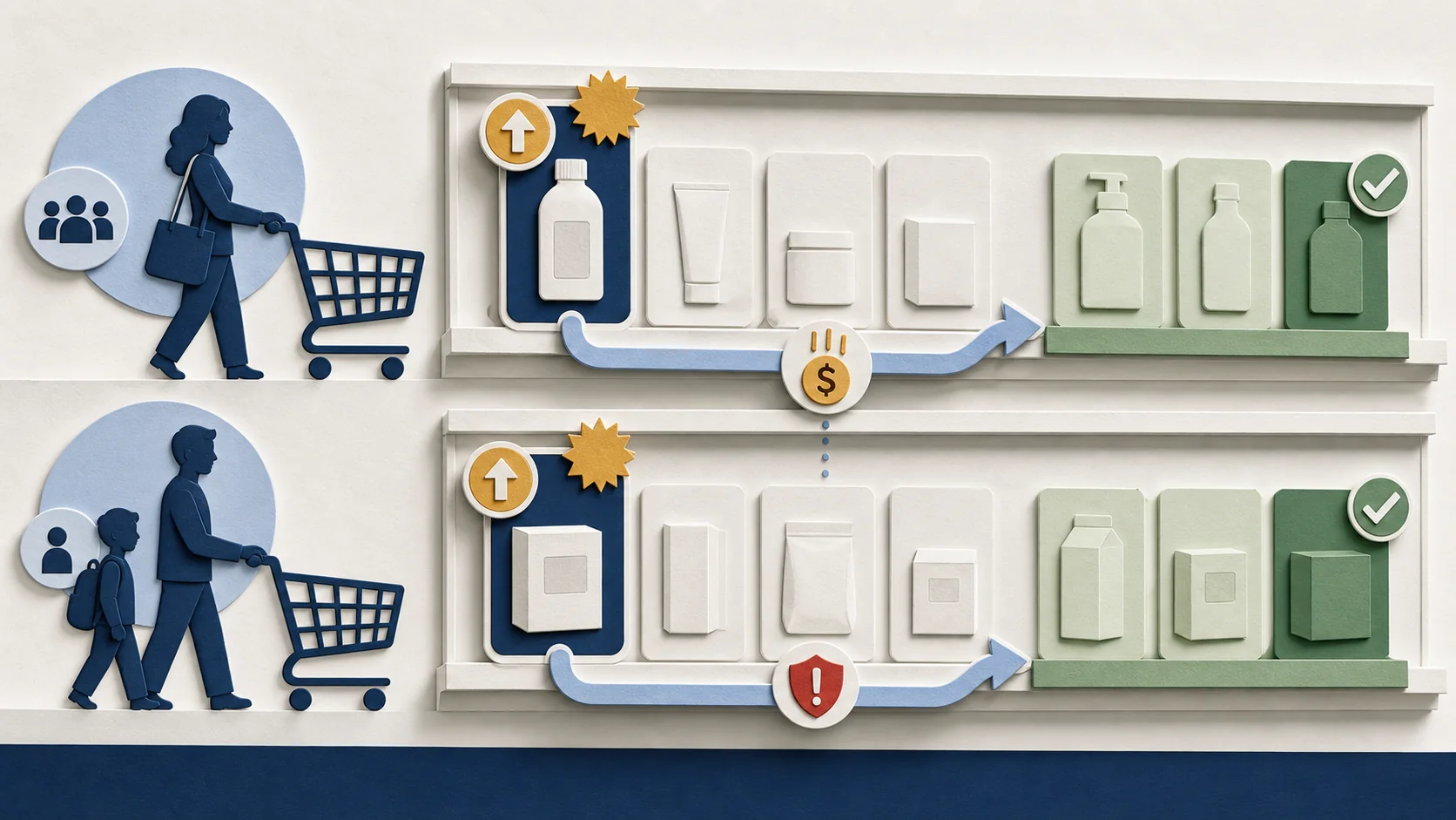 A stable retention line before a price increase splitting into two paths after the increase takes effect.