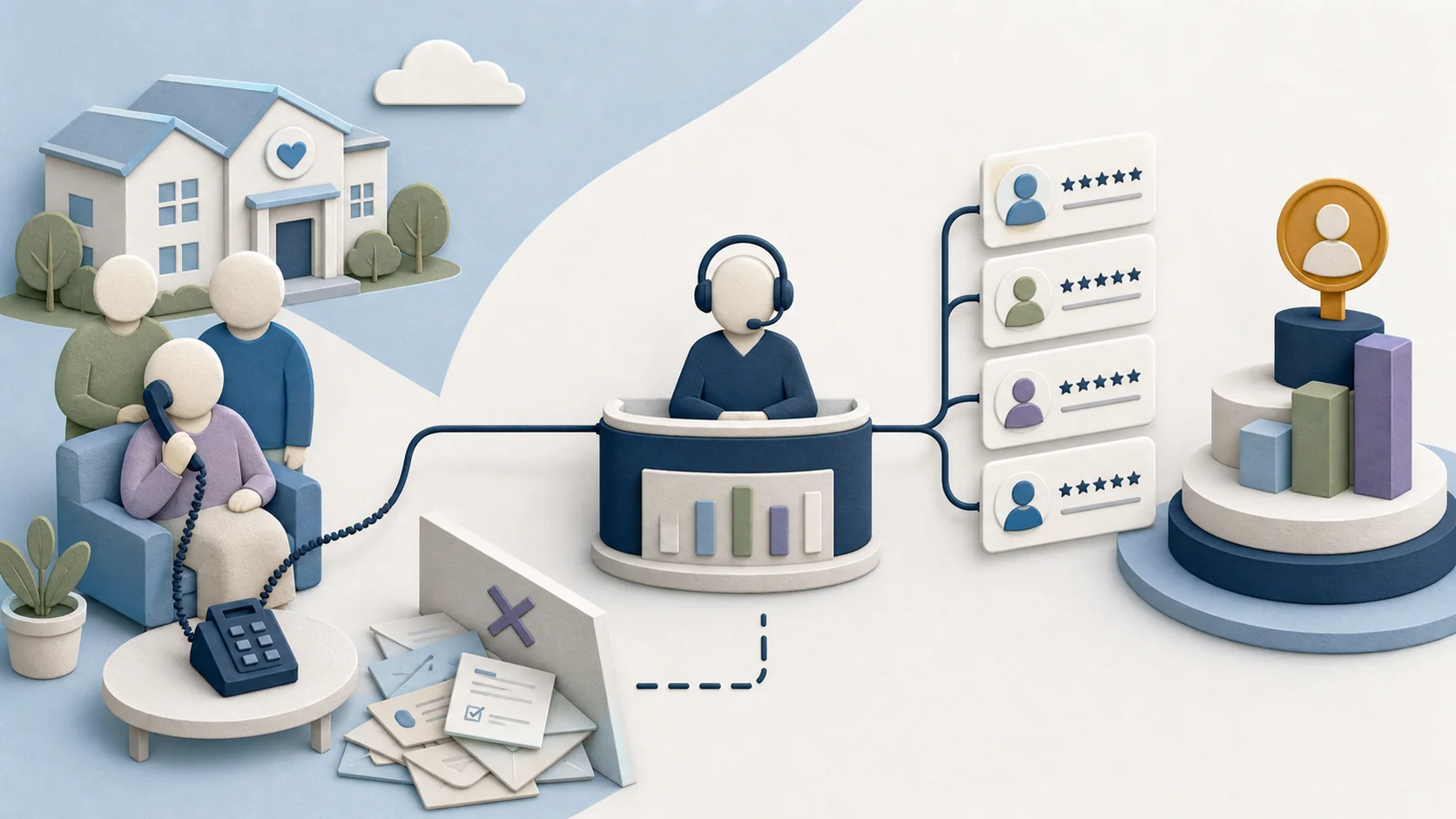 Editorial illustration for 1,800 Providers, 112,000 Interviews, Zero Written Surveys