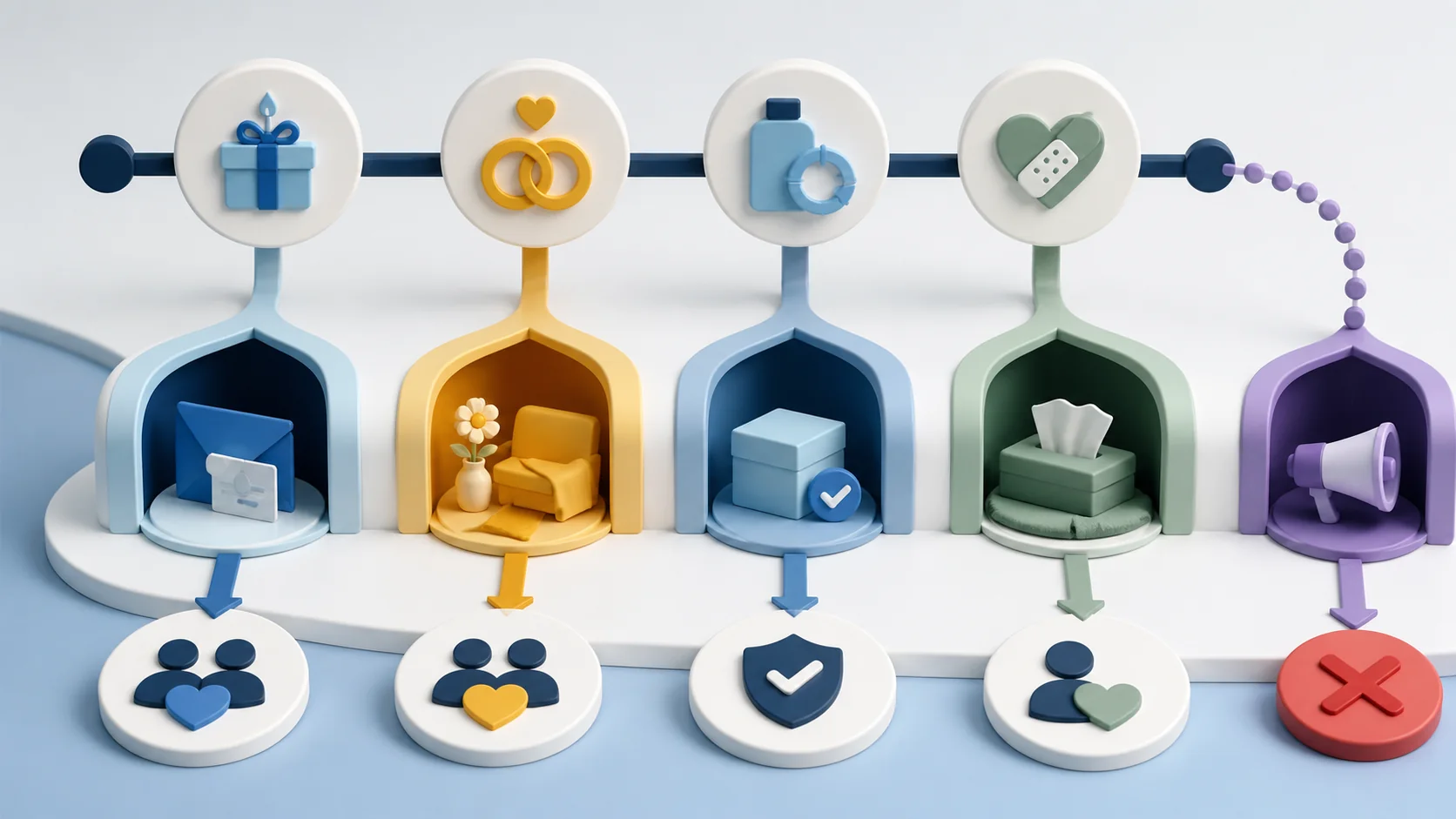 A small discount-tag icon labeled minor lever, contrasted with a larger calendar-date icon labeled the actual mechanism, representing where the real leverage in birthday email performance sits.
