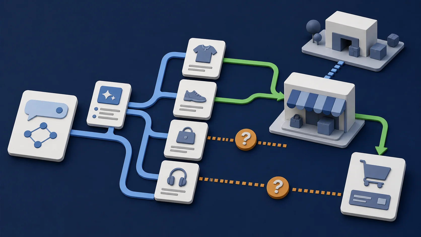 A traffic-volume bar tripling for AI-driven referral, paired with a separate conversion-rate bar showing that traffic converting at twice the rate of other channels.