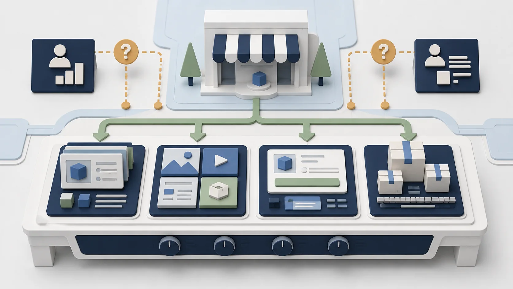 A wide, undifferentiated traffic funnel treating all visitor sources equally, contrasted with a narrower, prioritized funnel specifically highlighting AI-referral traffic converting at twice the rate.