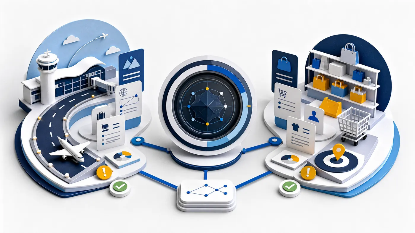 Two applied intelligence workbenches translating the same recognition method into travel and retail contexts.